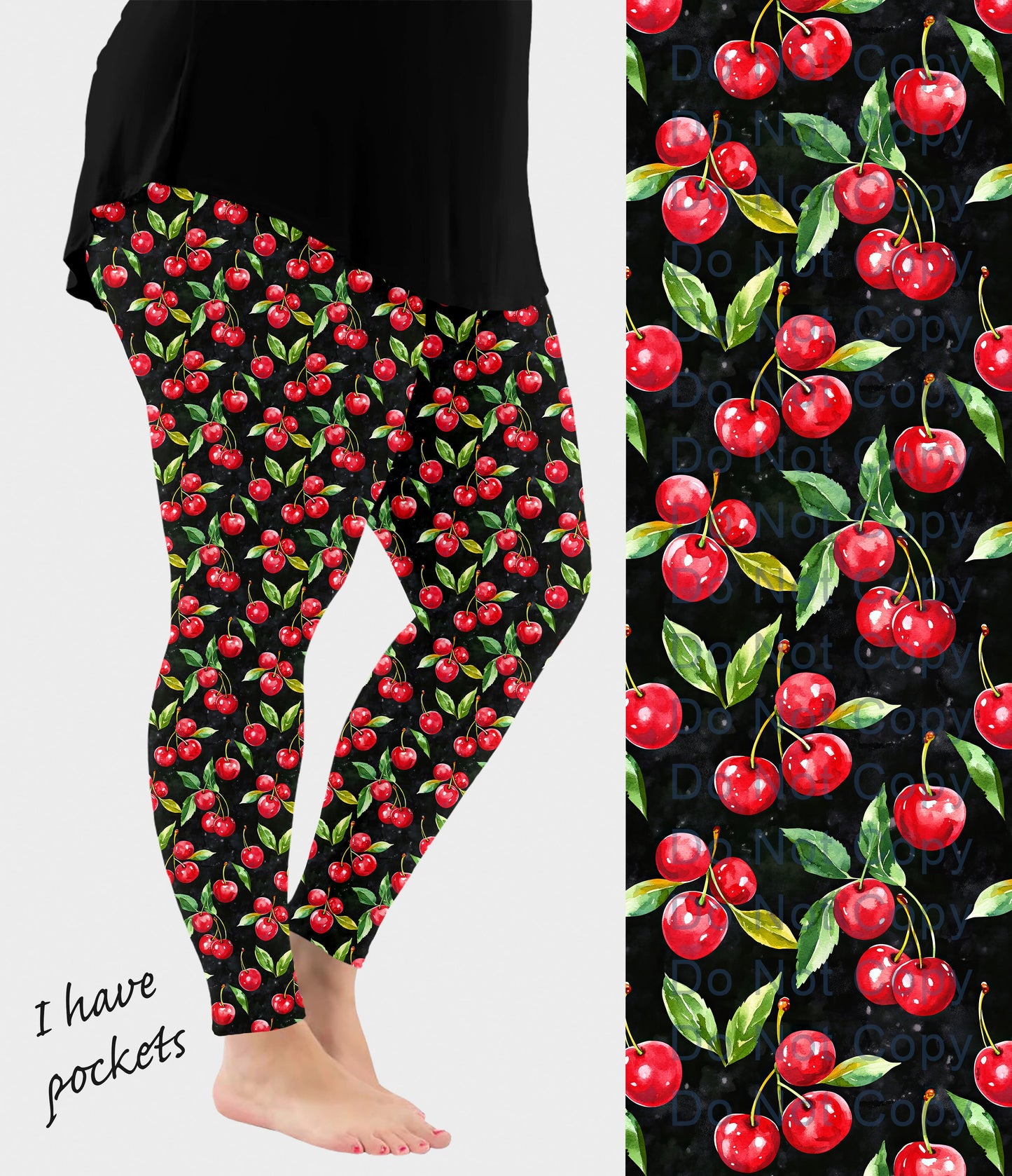 RTS - Cherry Leggings w/ Pockets - Like A Duchess