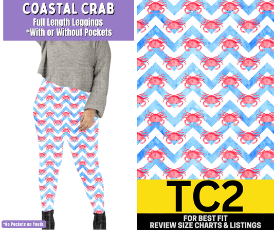 Coastal Crab Full Length Leggings w/ Pockets - Like A Duchess