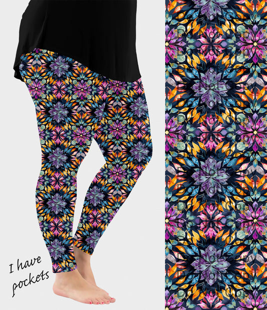 RTS - Colorful Mandala Leggings w/ Pockets - Like A Duchess
