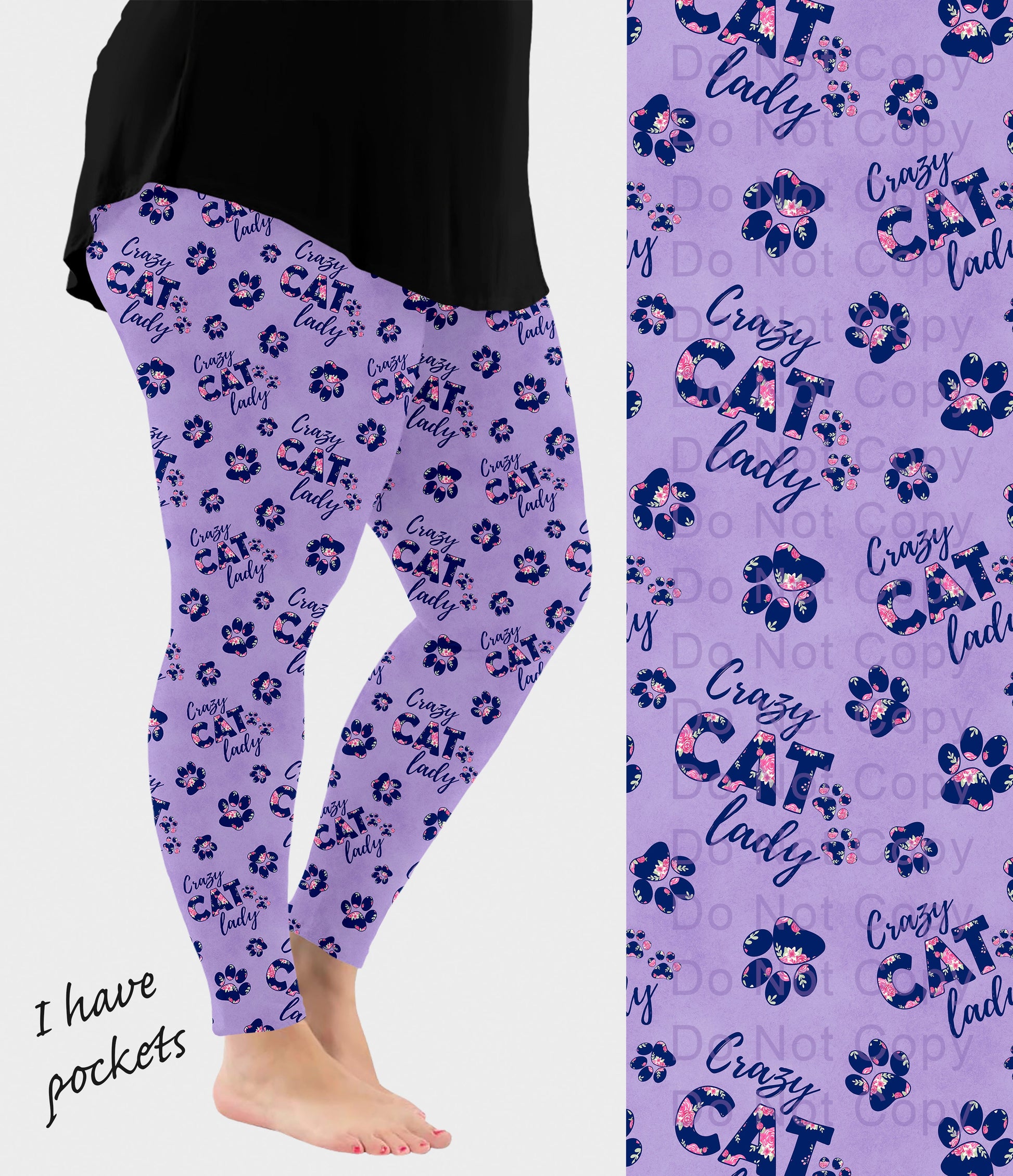 RTS - Crazy Cat Lady Leggings w/ Pockets - Like A Duchess