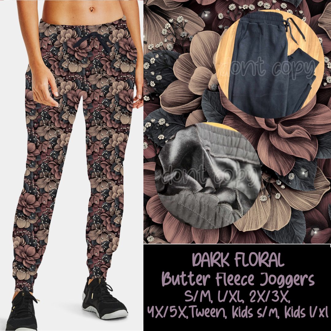 DARK FLORAL - BUTTER FLEECE LINED UNISEX JOGGERS - Like A Duchess