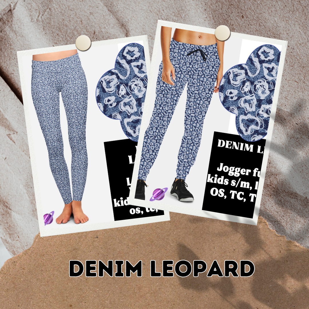 DENIM LEOPARD- DENIM PATTERN RUN - LEGGING/CAPRI - Like A Duchess