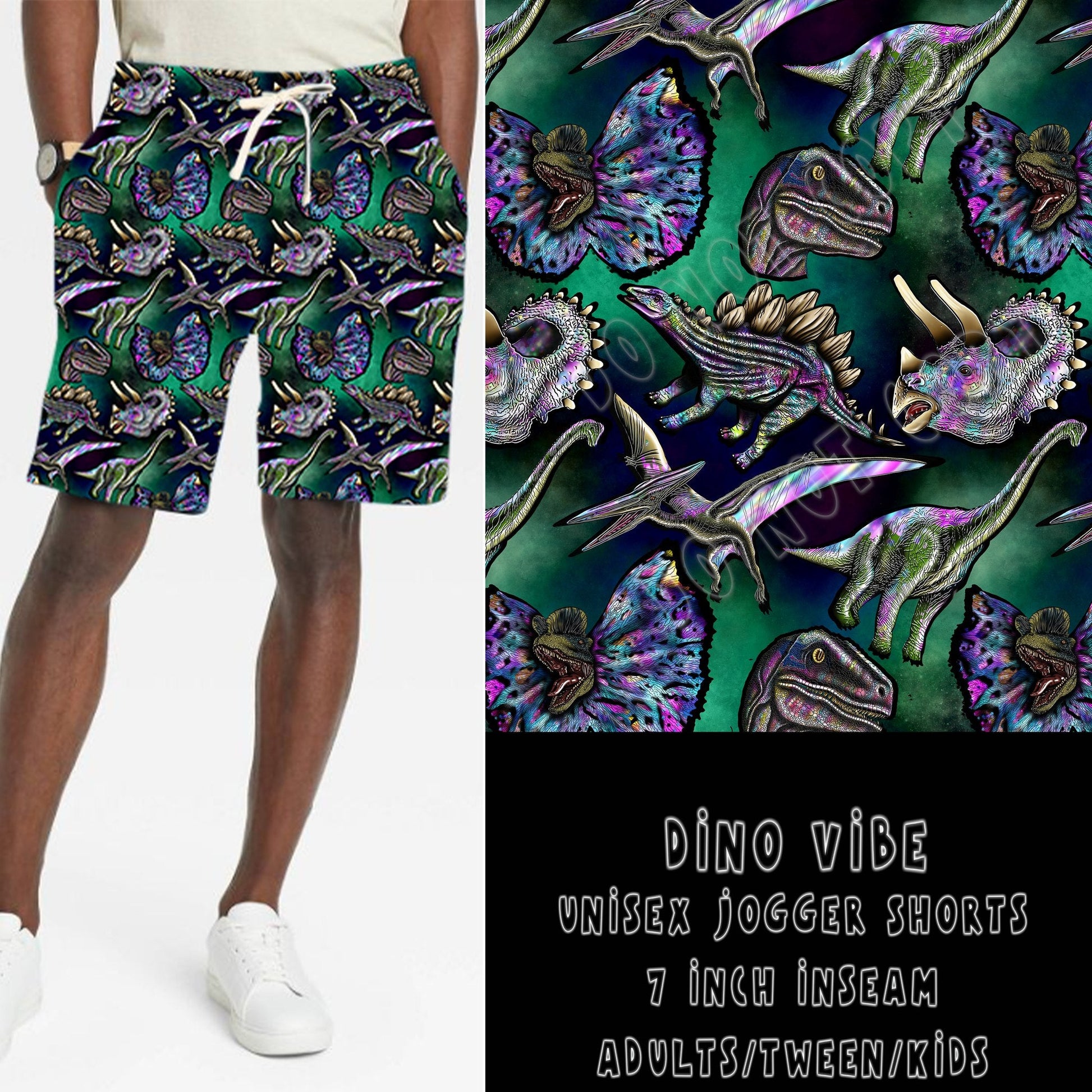 BATCH 68- DINO VIBE UNISEX JOGGER SHORTS - Like A Duchess