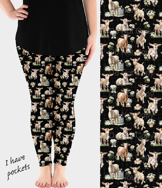 RTS - Daisy Goats Leggings w/ Pockets - Like A Duchess
