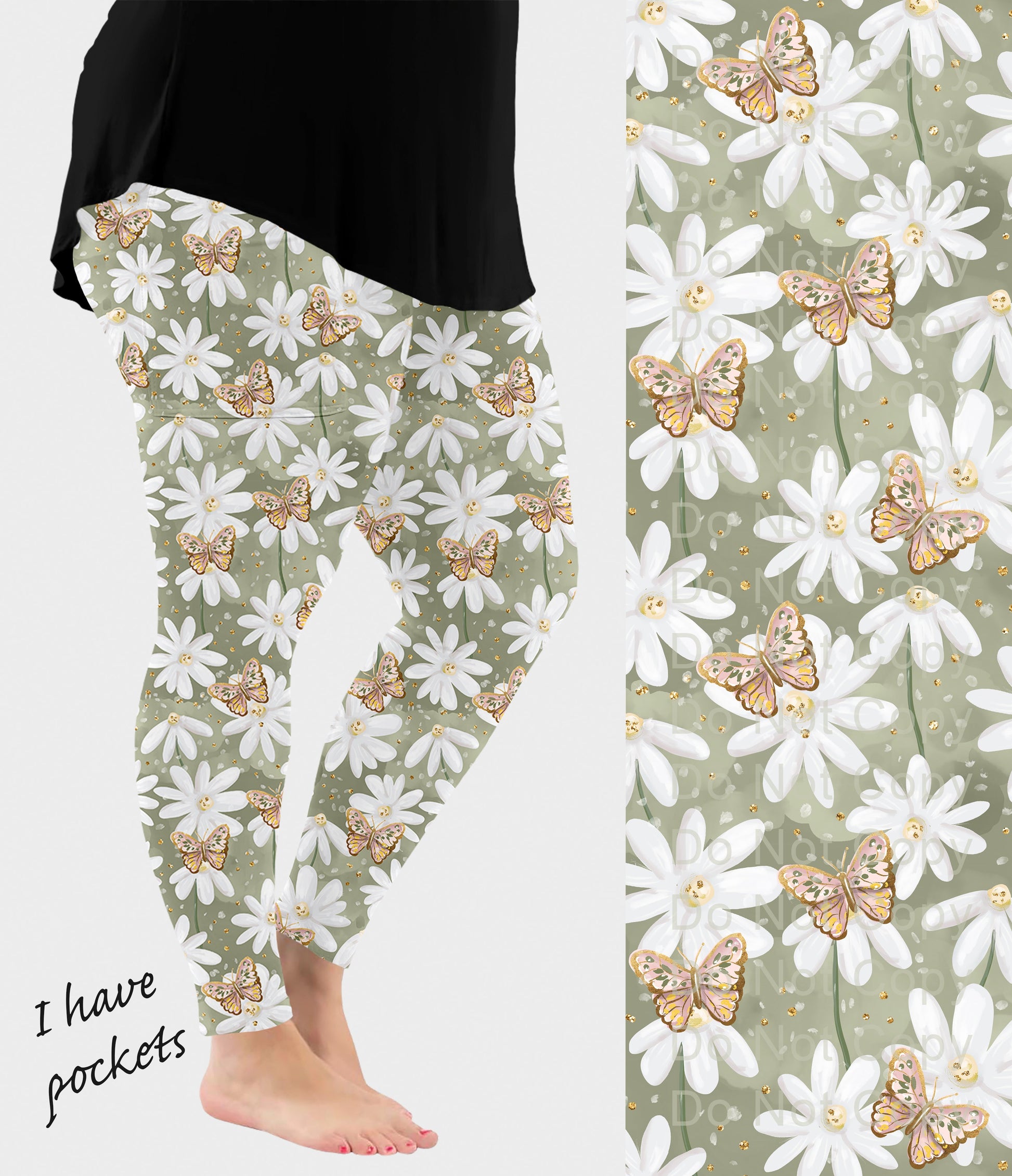 RTS - Daisy Butterfly Leggings w/ Pockets - Like A Duchess