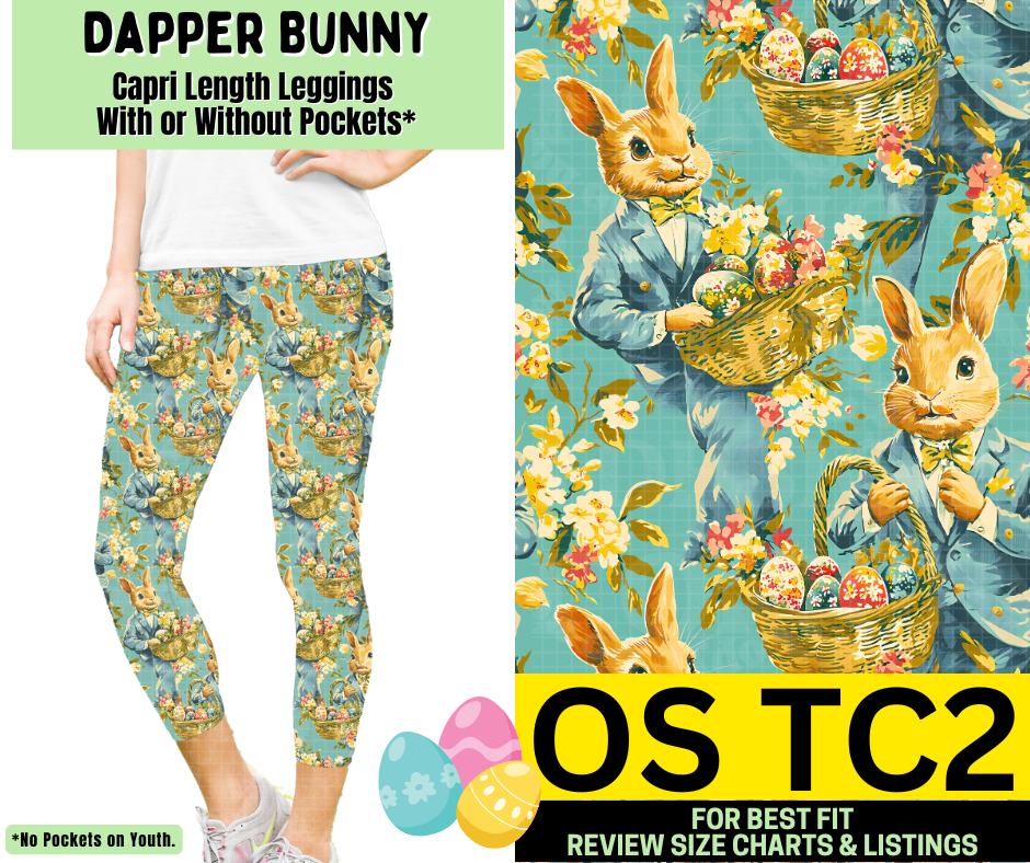 Dapper Bunny Capri Length Leggings w/ Pockets - Like A Duchess
