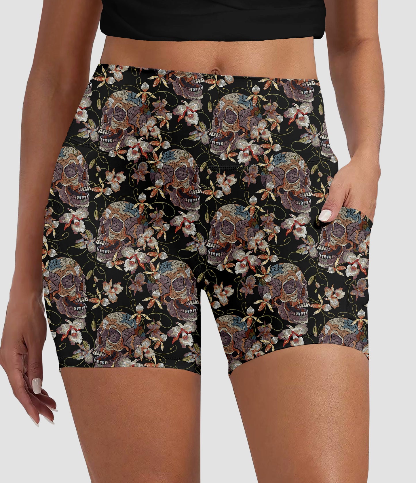 RTS - Deadly Bloom Biker Shorts with Pockets - Like A Duchess