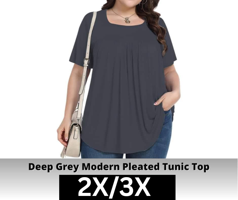 Deep Grey Pleated Tunic Top - Like A Duchess