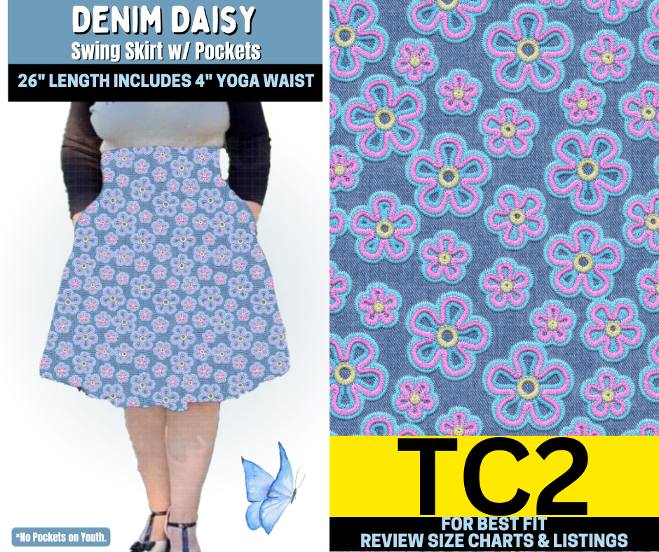 Denim Daisy Swing Skirt - Like A Duchess
