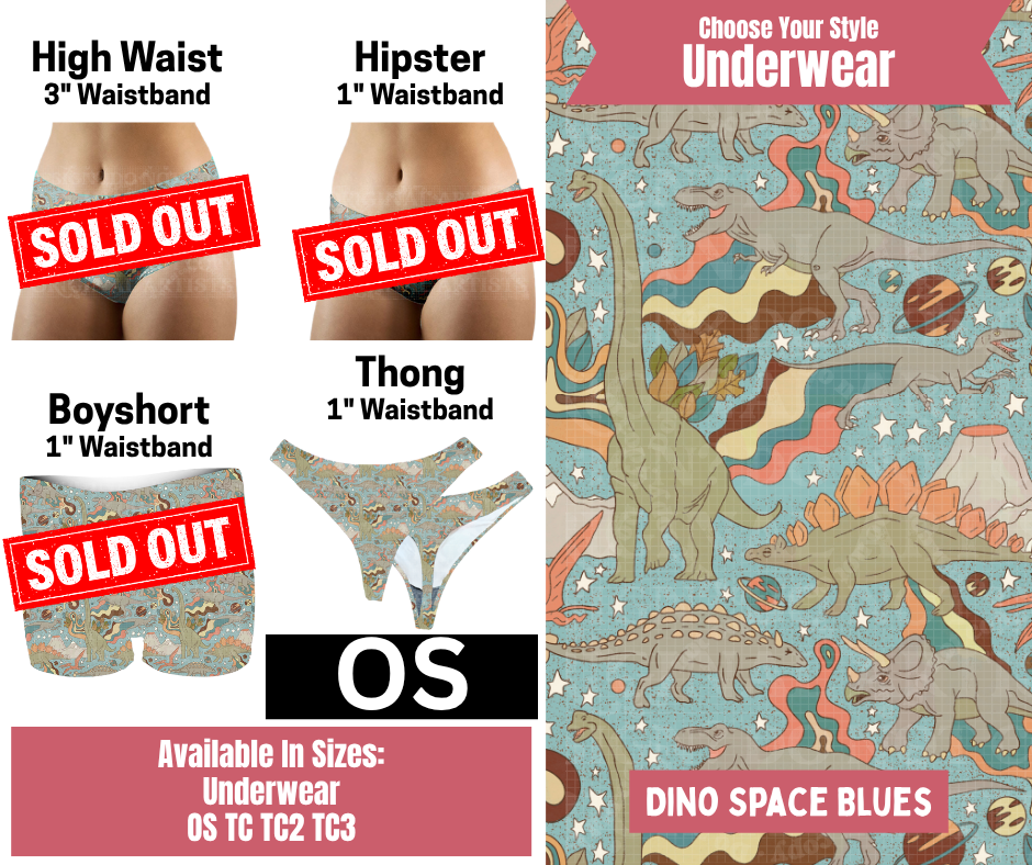 Dino Space Blues Thong Underwear - Like A Duchess