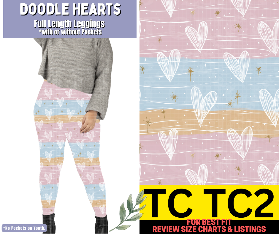 Doodle Hearts Full Length Leggings w/ Pockets