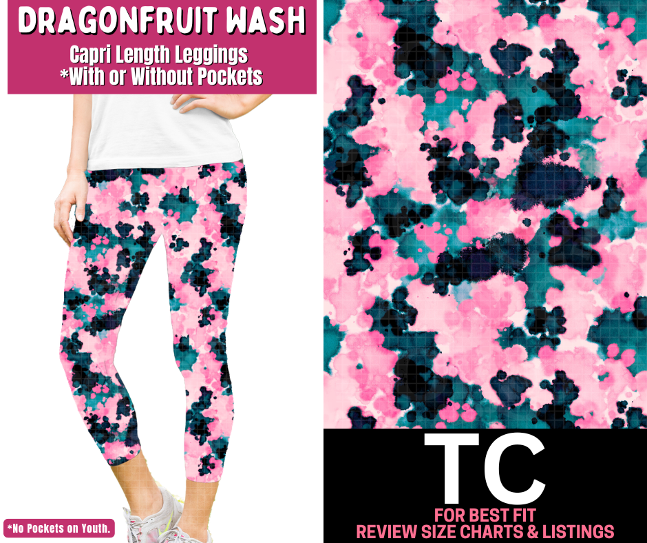 Dragonfruit Wash Capri Length Leggings w/ Pockets - Like A Duchess