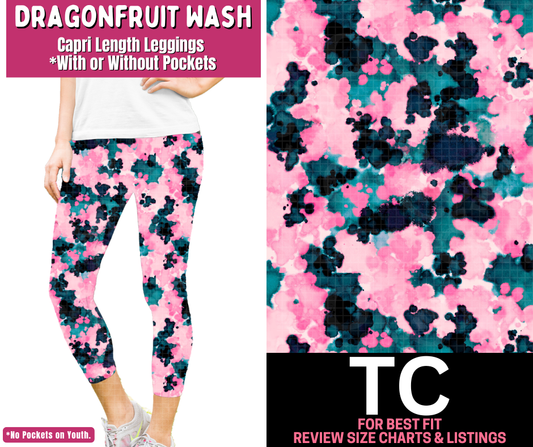 Dragonfruit Wash Capri Length Leggings w/ Pockets - Like A Duchess