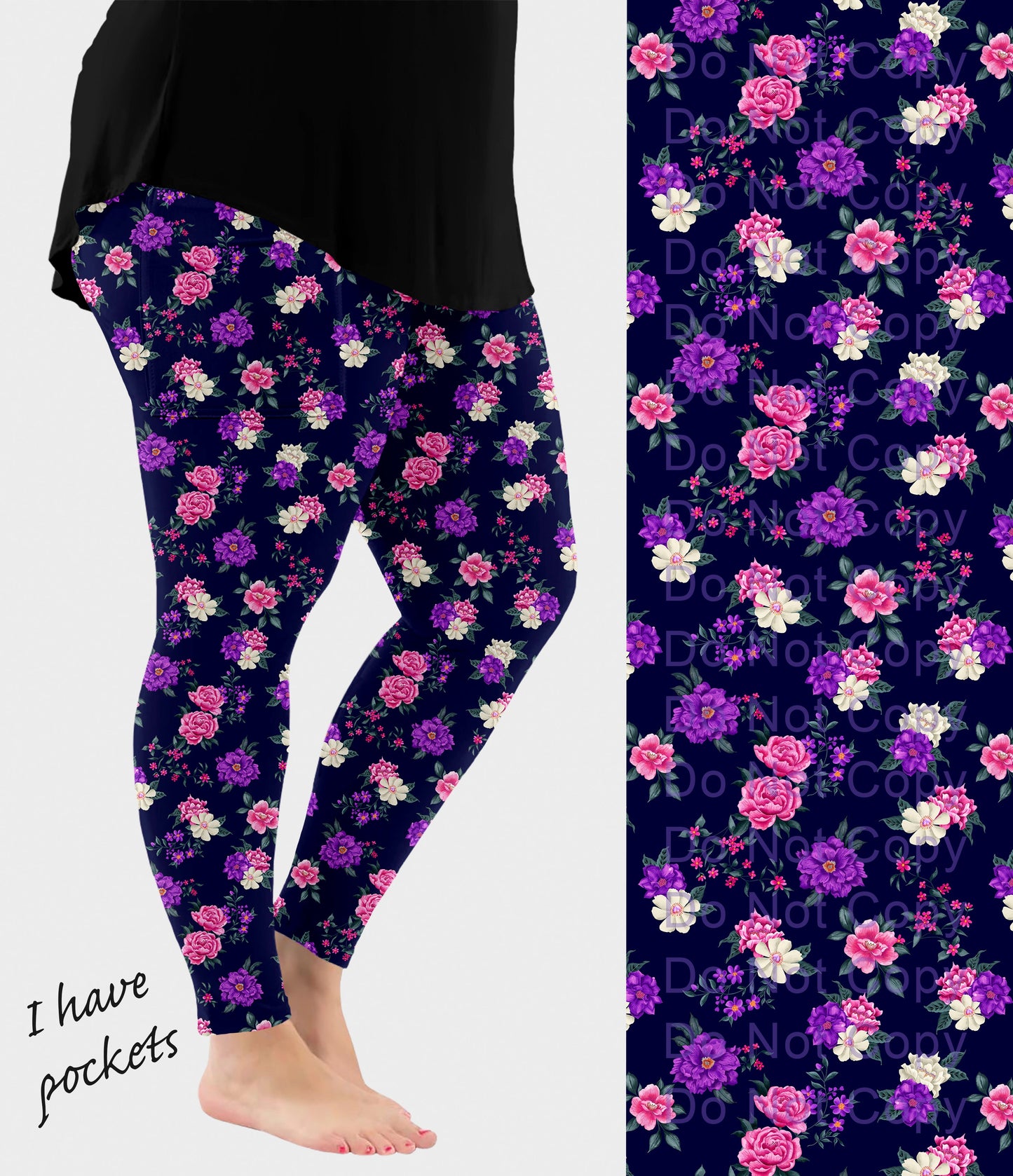 RTS - Dreamy Blossoms Floral Leggings with Pockets - Like A Duchess