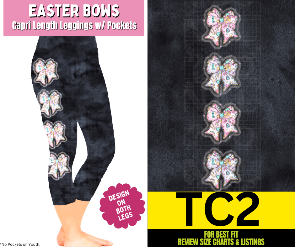 Easter Bows Capri Leggings w/ Side Leg Designs - Like A Duchess