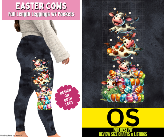 Easter Cows Full Length Leggings w/ Side Leg Designs - Like A Duchess