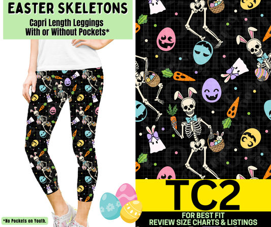 Easter Skeletons Capri Length Leggings w/ Pockets - Like A Duchess