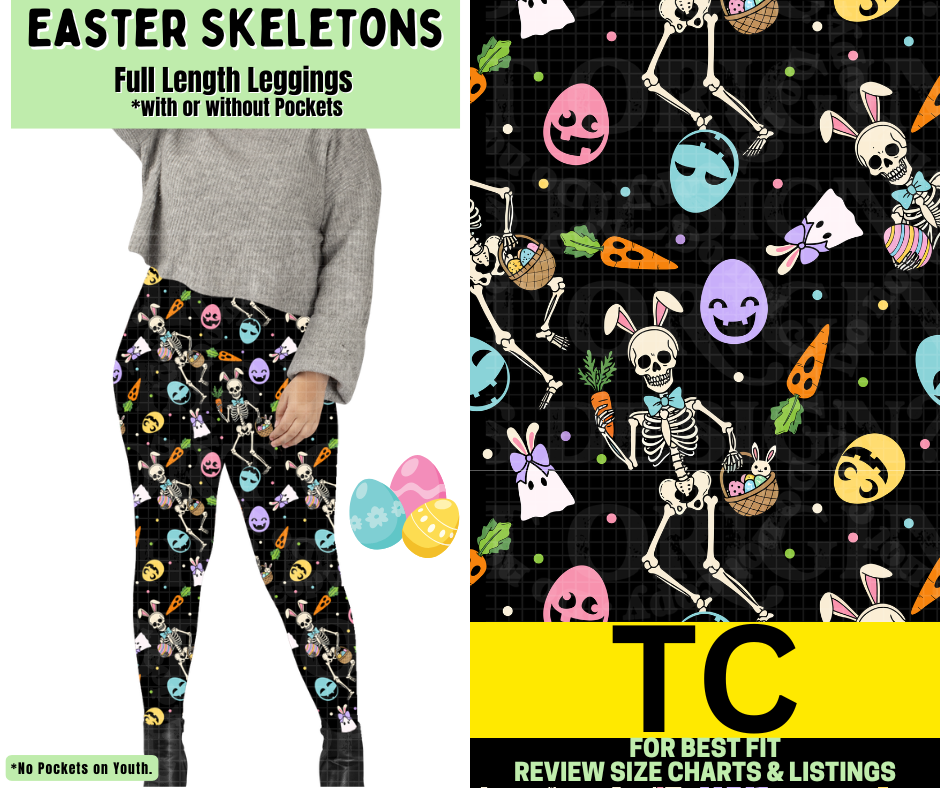 Easter Skeletons Full Length Leggings w/ Pockets - Like A Duchess