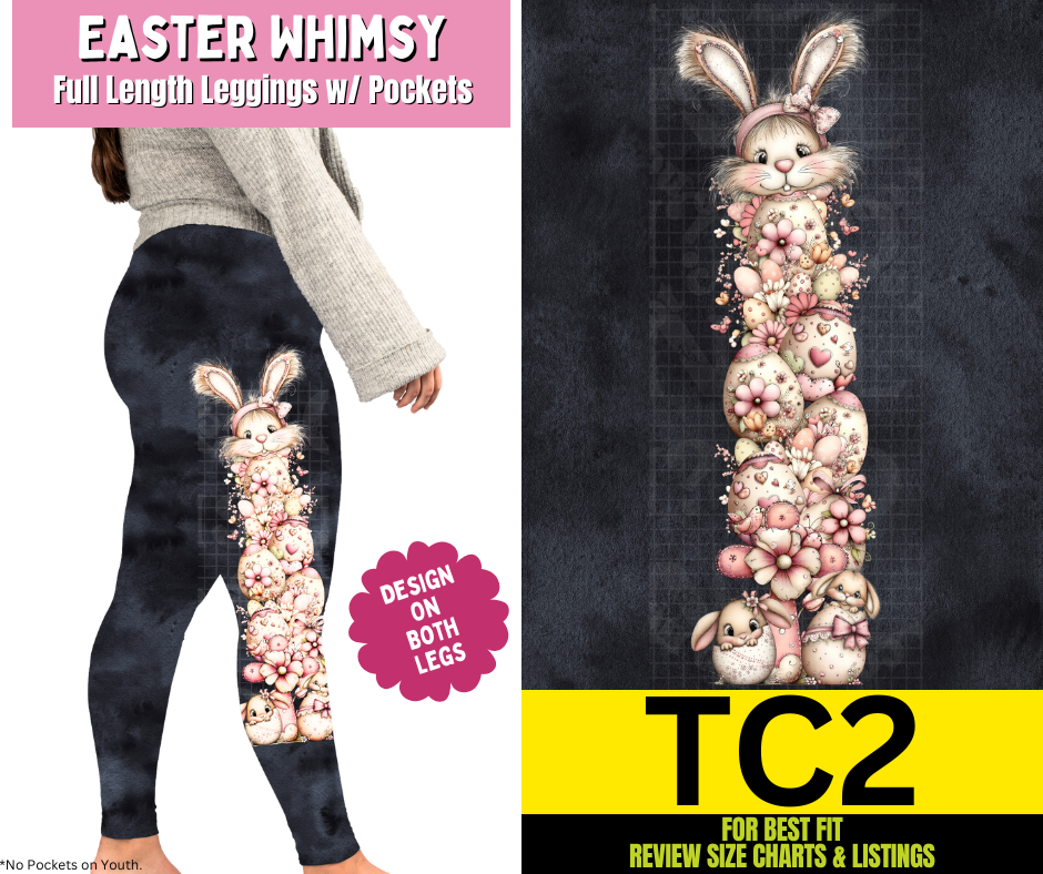 Easter Whimsy Full Length Leggings w/ Side Leg Designs - Like A Duchess