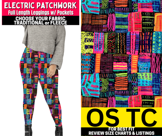 Electric Patchwork Leggings Choose Fleece or Traditional - Like A Duchess