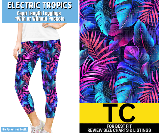 Electric Tropics Capri Length Leggings w/ Pockets - Like A Duchess