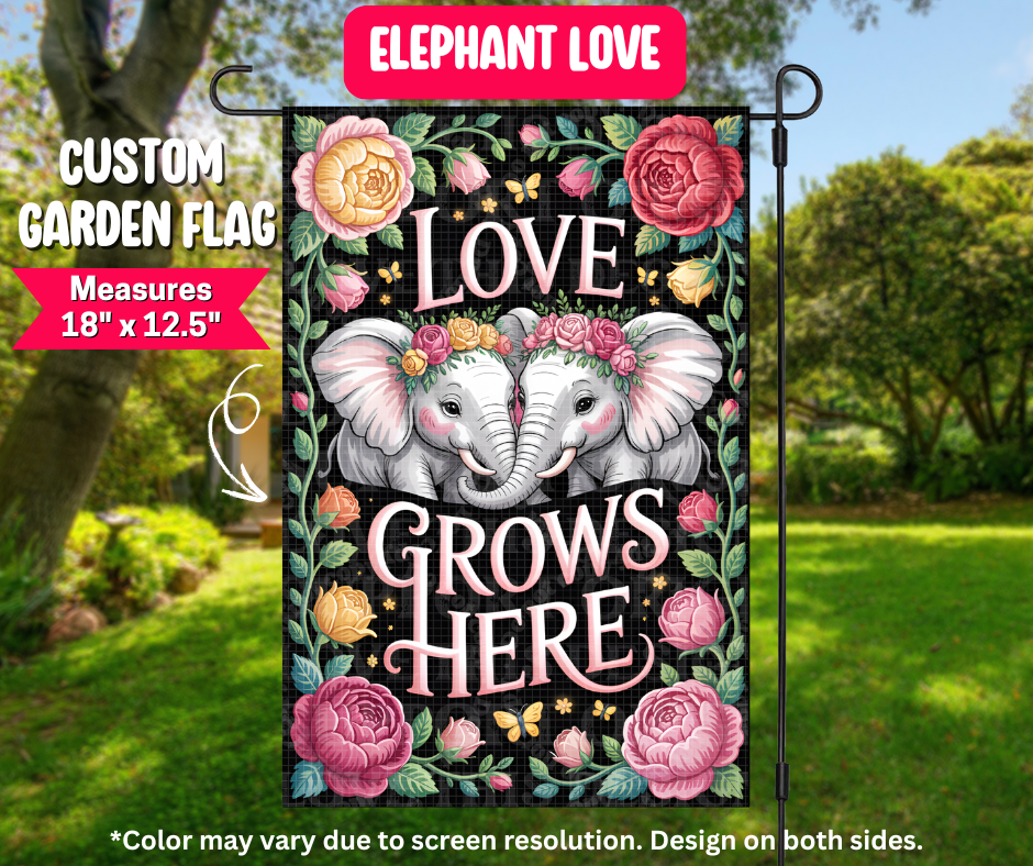 Elephant Love Garden Flag - Like A Duchess