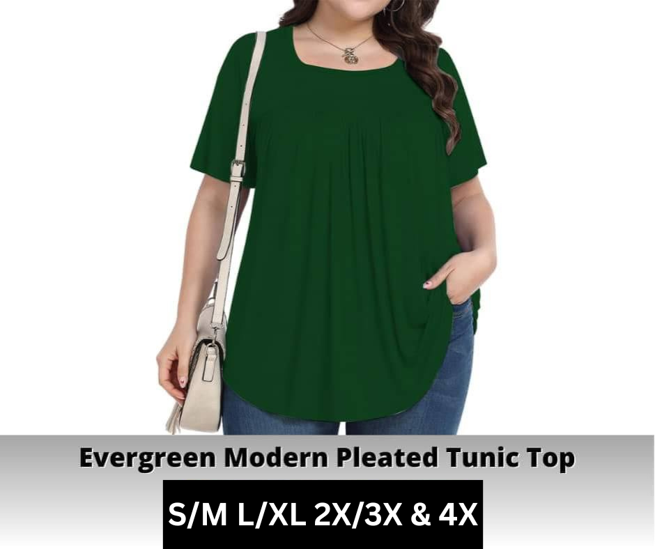 Evergreen Pleated Tunic Top - Like A Duchess