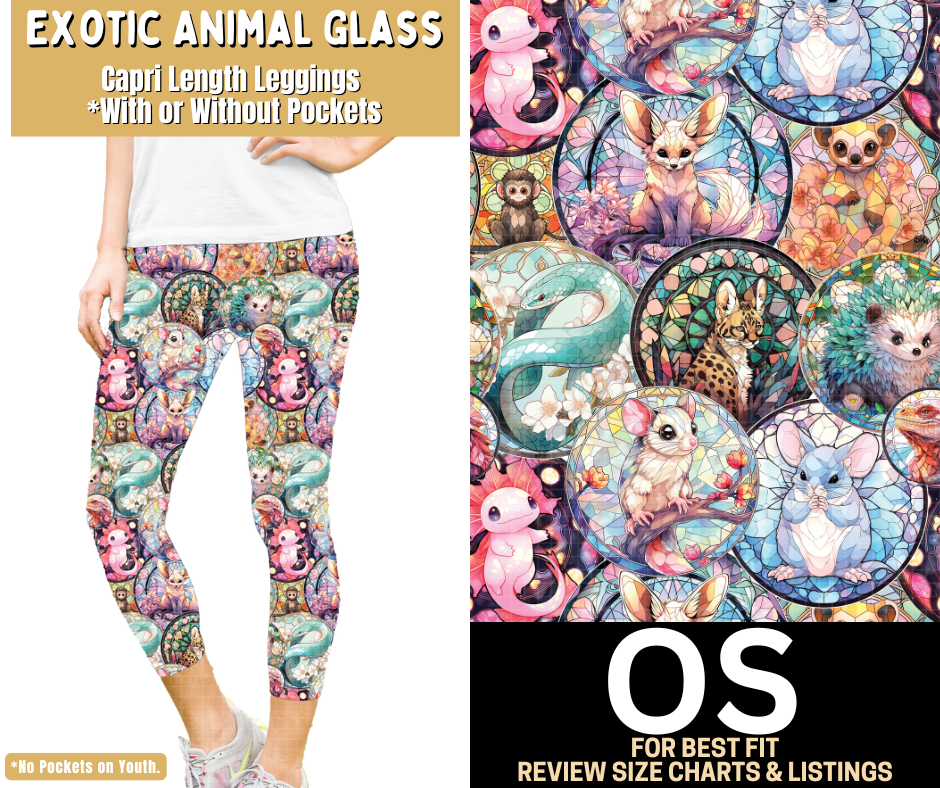 Exotic Animals Glass Capri Length Leggings w/ Pockets - Like A Duchess
