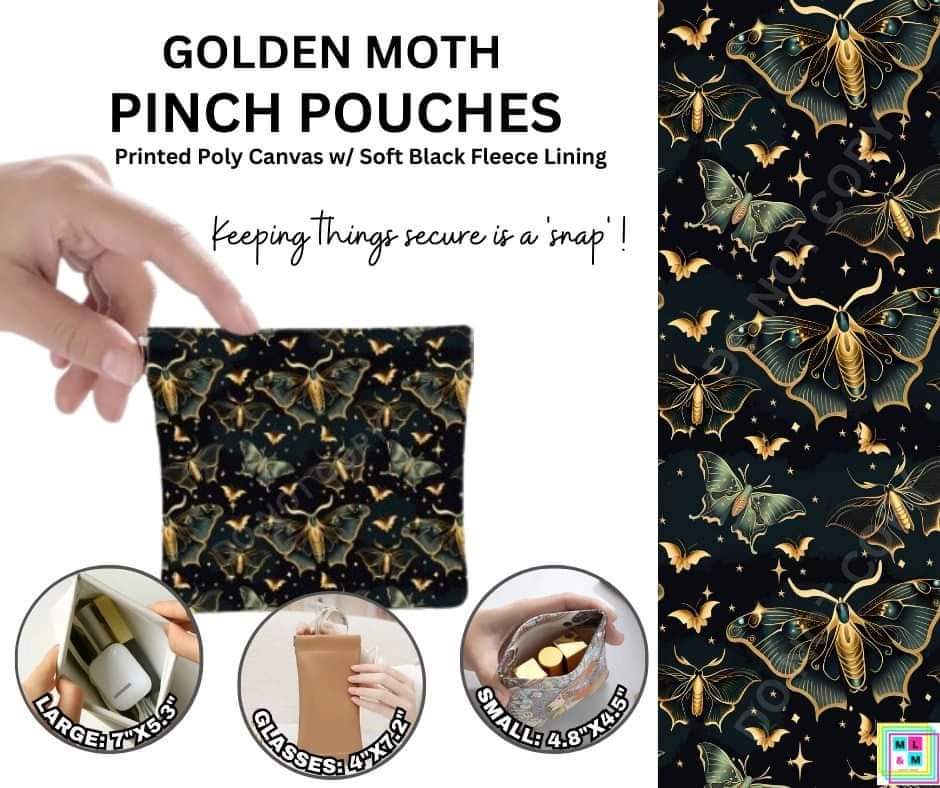 Golden Moth Pinch Pouches in 3 Sizes