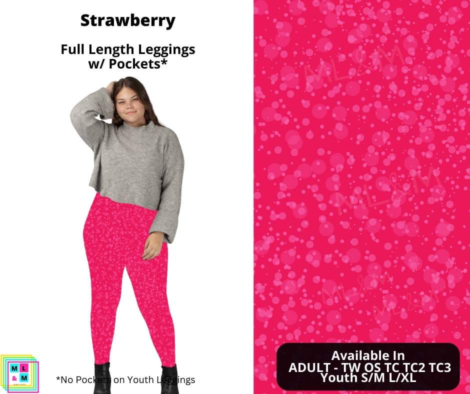 Strawberry Full Length Leggings w/ Pockets