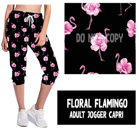 FLORAL FLAMINGO- JOGGER CAPRI - Like A Duchess
