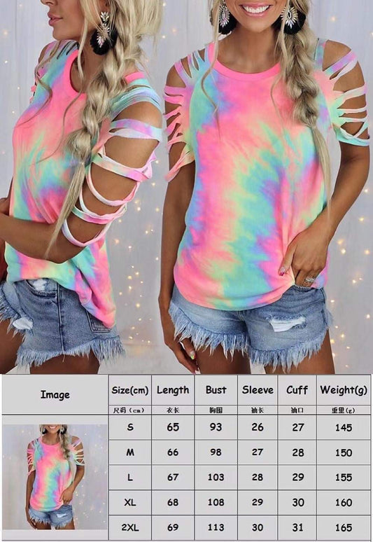 Shredded Sleeve Rainbow Top - Like A Duchess