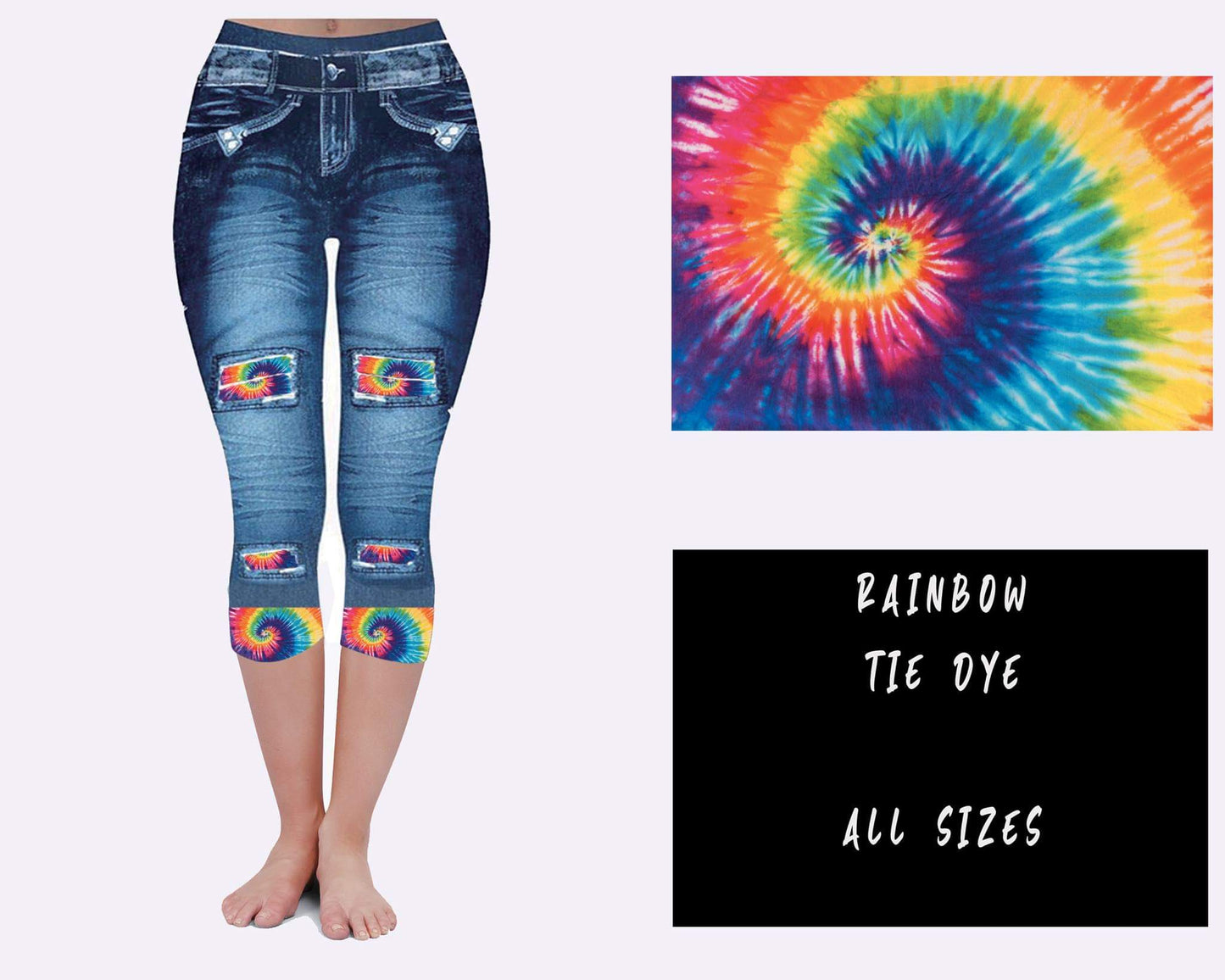 LEGGING JEAN RUN-Rainbow TIE DYE (ACTIVE BACK POCKETS) - Like A Duchess