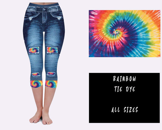 LEGGING JEAN RUN-Rainbow TIE DYE (ACTIVE BACK POCKETS) - Like A Duchess