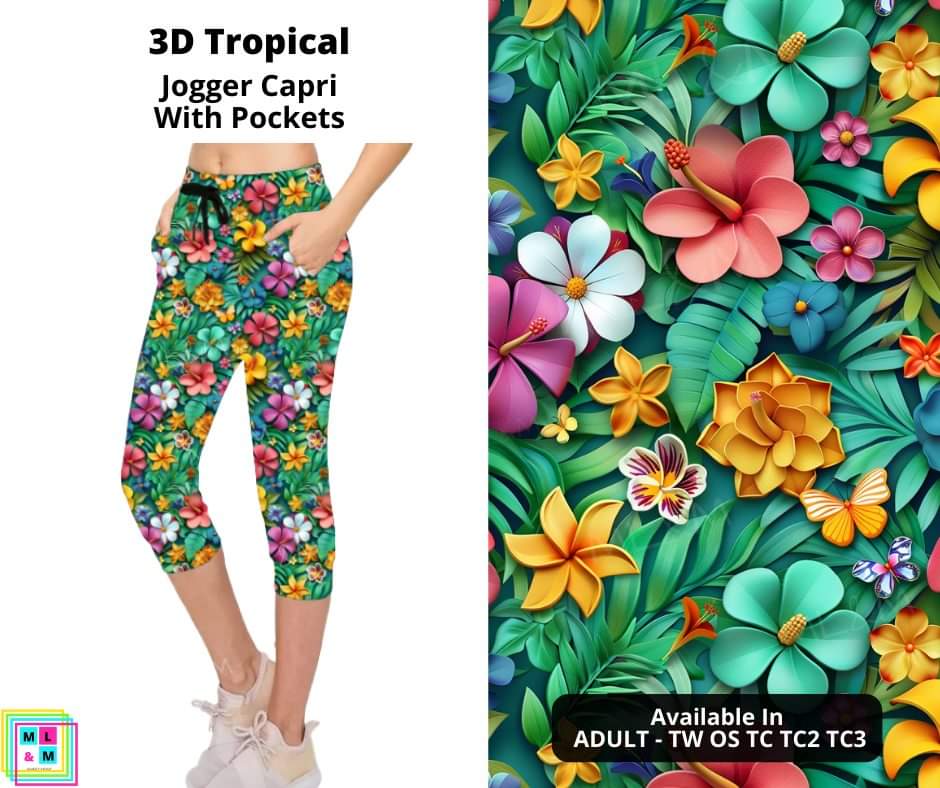 3D Tropical Jogger Capri