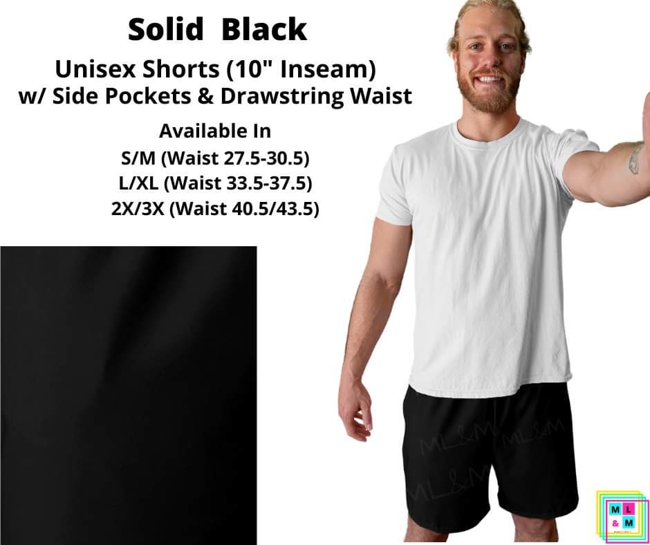 Solid Black Unisex Shorts - Like A Duchess