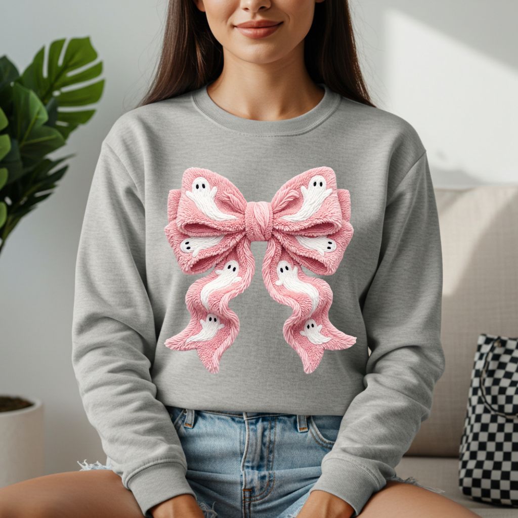 Faux Yarn Ghost Bow Sweatshirt - Like A Duchess