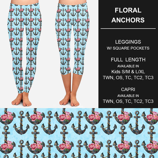 RTS - Floral Anchors Leggings w/ Pockets - Like A Duchess