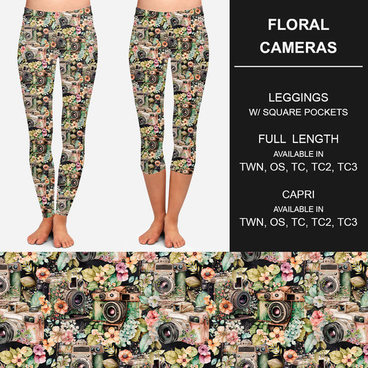 RTS - Floral Cameras Leggings w/ Pockets - Like A Duchess