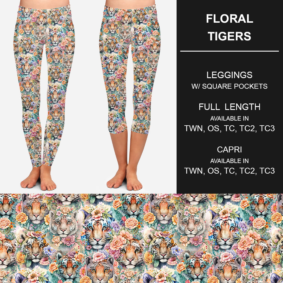 RTS - Floral Tigers Leggings w/ Pockets - Like A Duchess