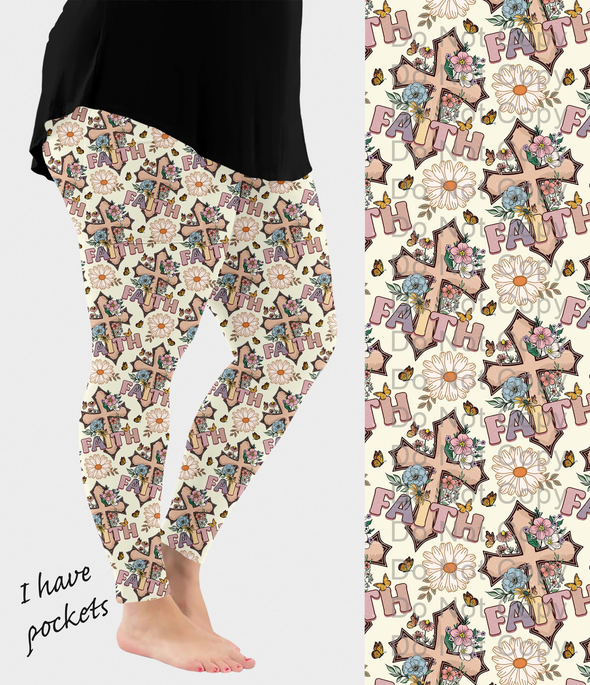 RTS - Floral Faith Leggings w/ Pockets - Like A Duchess