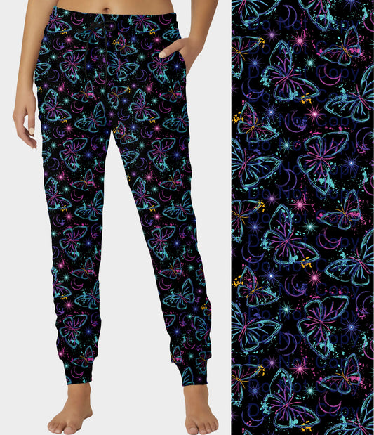 RTS - Fluorescent Butterfly Joggers - Like A Duchess