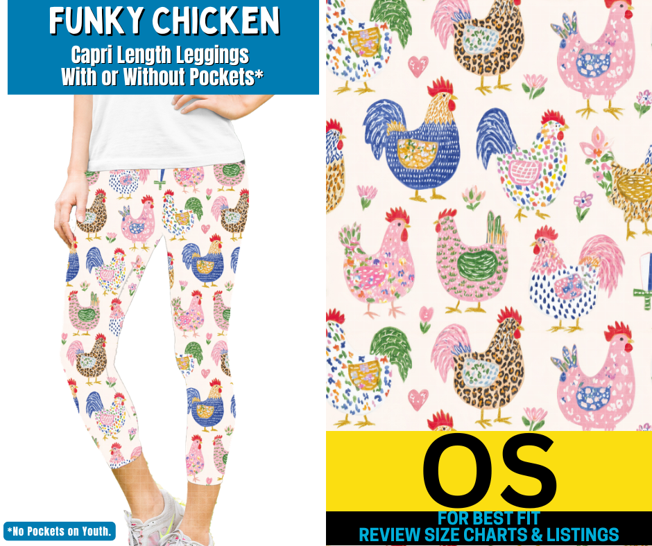 Funky Chicken Capri Length Leggings w/ Pockets - Like A Duchess
