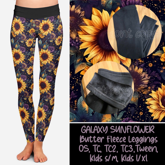 GALAXY SUNFLOWER - BUTTER FLEECE LINED LEGGINGS - Like A Duchess