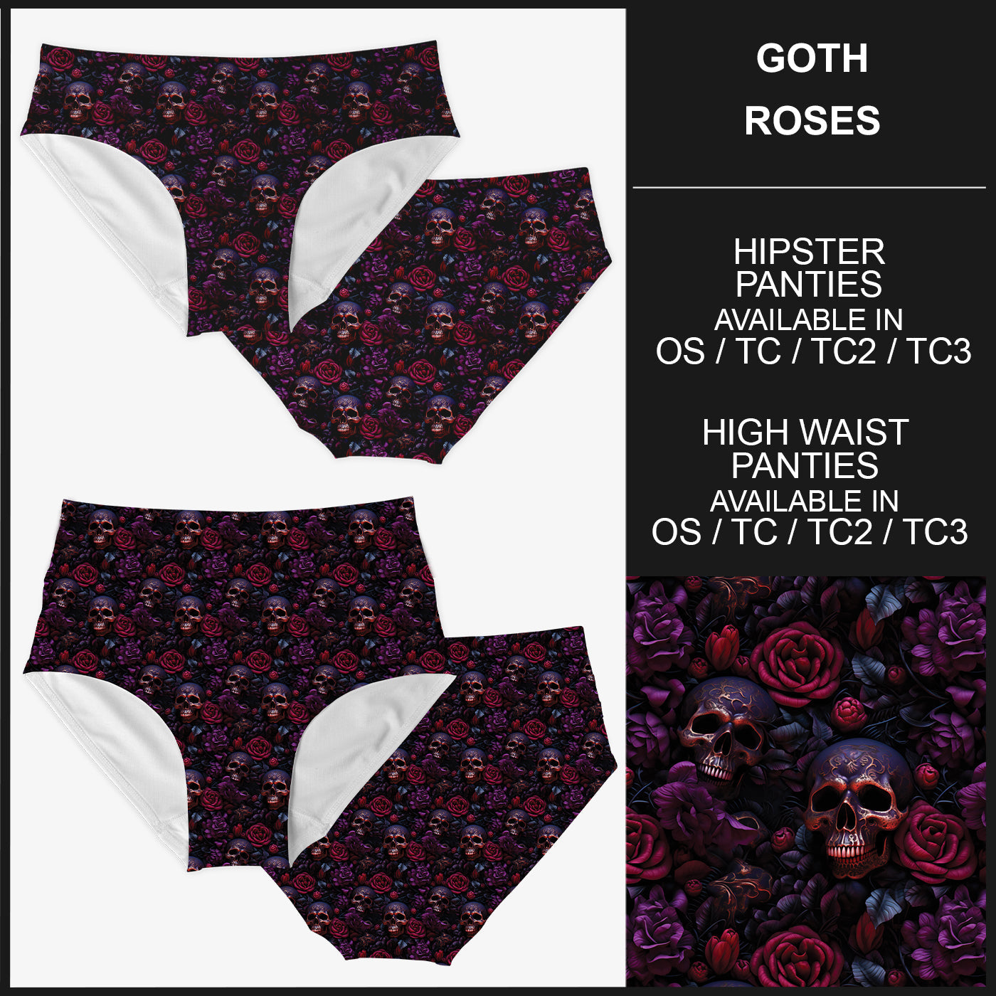 RTS - Goth Roses Panties - Like A Duchess
