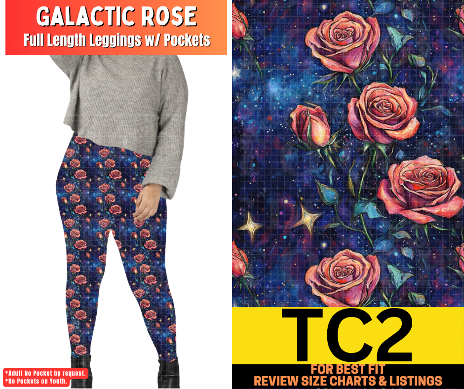Galactic Rose Full Length Leggings w/ Pockets - Like A Duchess
