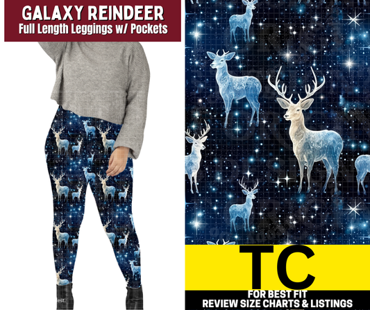 Galaxy Reindeer Full Length Leggings w/ Pockets - Like A Duchess