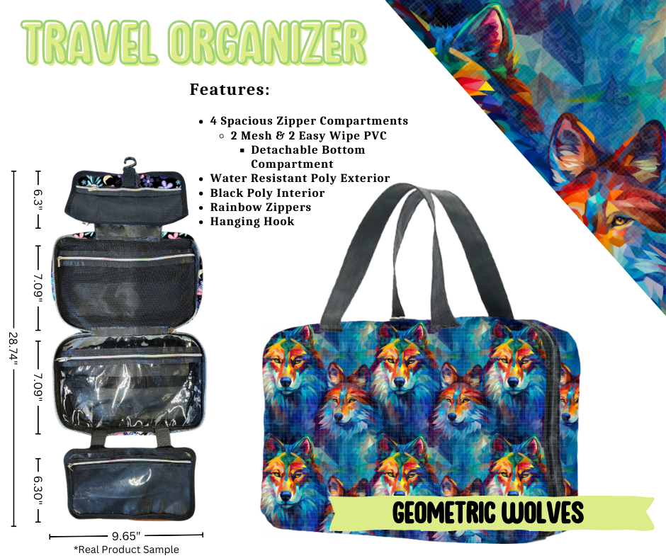 Geometric Wolves Travel Organizer - Like A Duchess