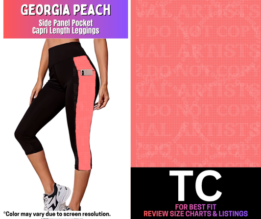 Georgia Peach Side Panel Pocket Capri Length Leggings - Like A Duchess