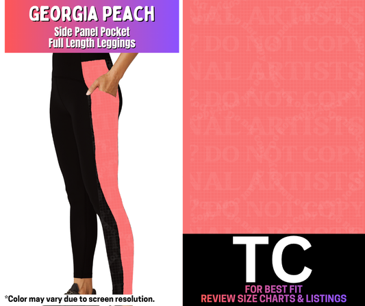 Georgia Peach Side Panel Pocket Full Length Leggings - Like A Duchess
